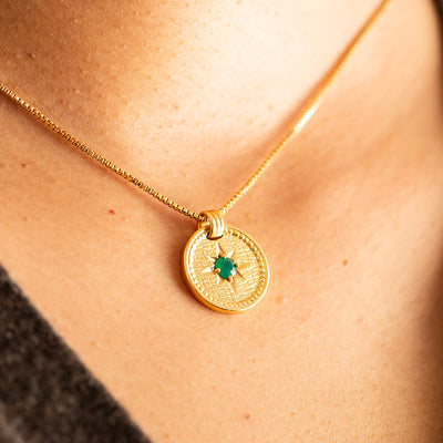 Green Onyx Necklace Gold Plated