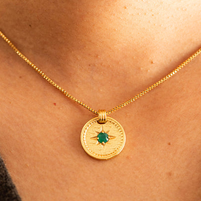 Green Onyx Necklace Gold Plated