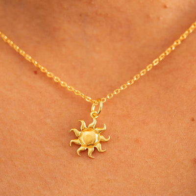 Abstract Sun Charm Silver Gold Plated