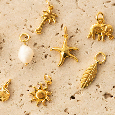 Palm Tree Charm Silver Gold Plated