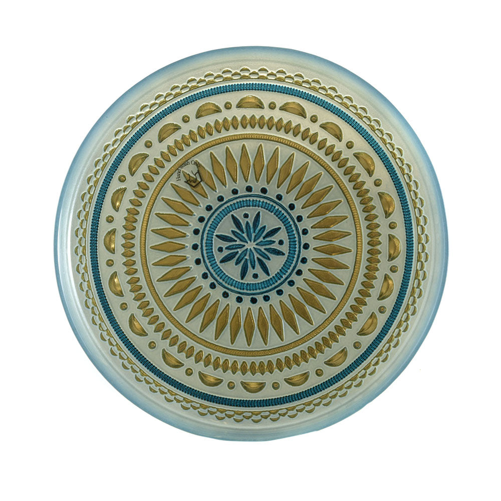 Glass Decorative Plate Pale Blue & Gold 21cm - Karma Living