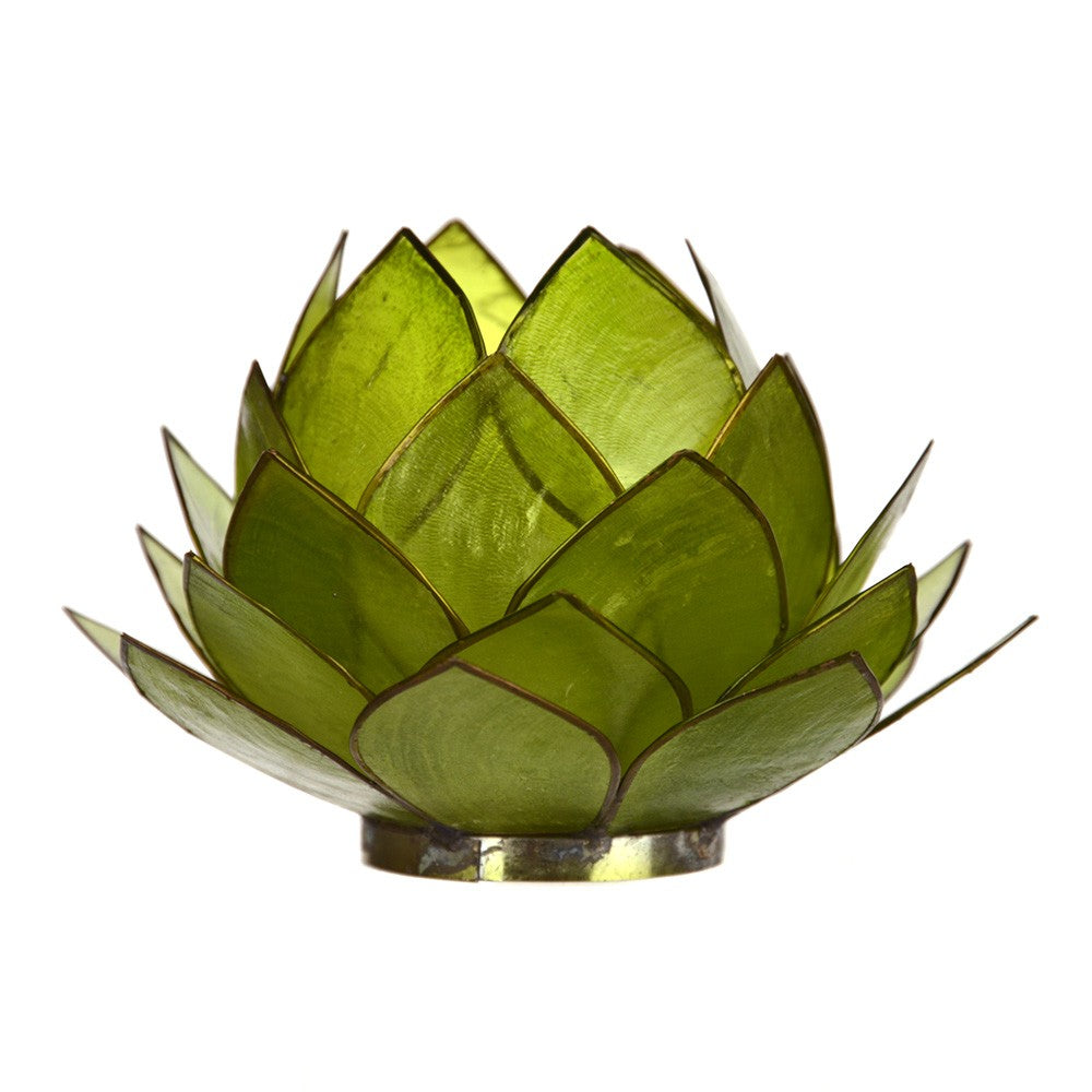 Capiz Lotus Tealight Holder Green - Karma Living