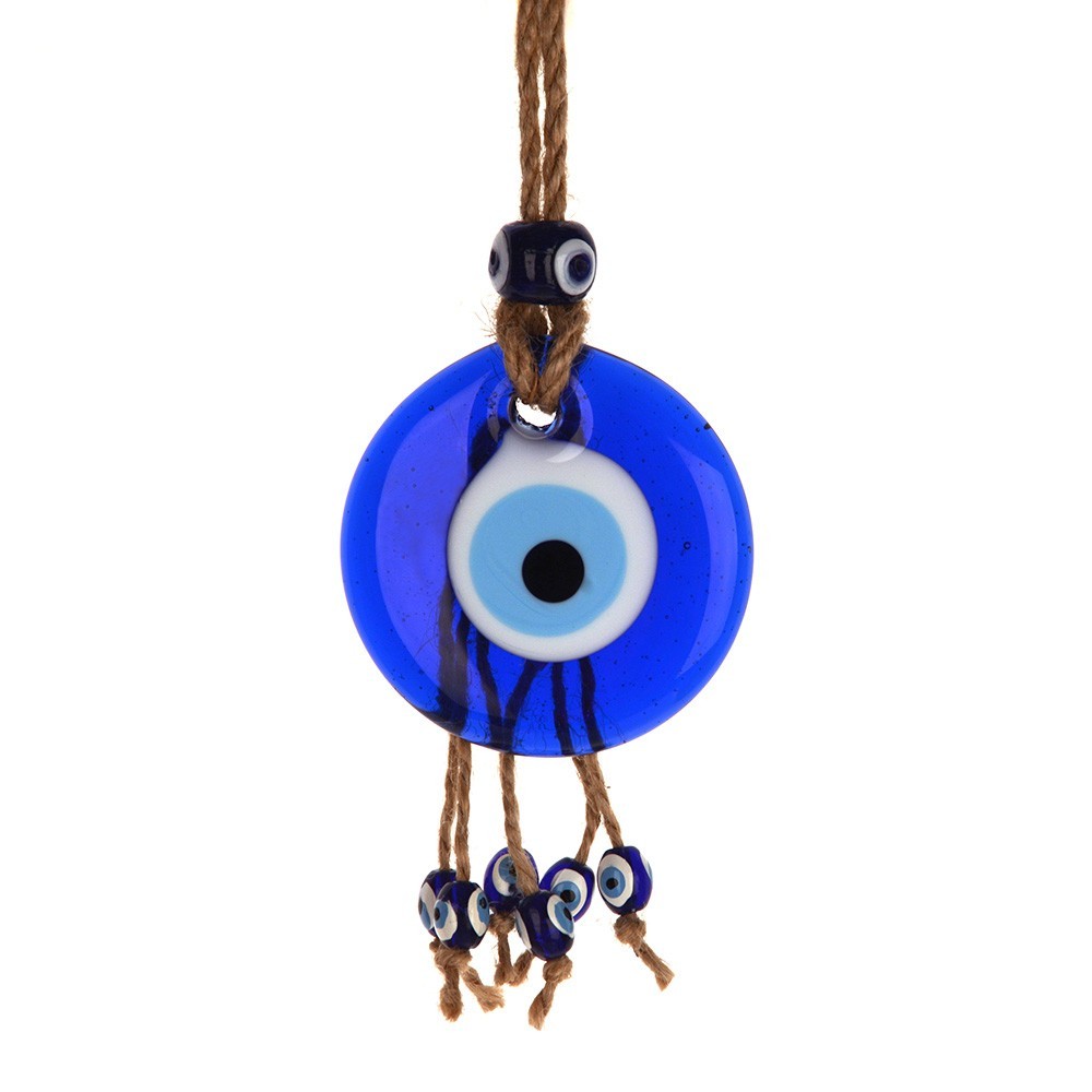 Evil Eye Wall Hanging on Jute Rope 7.5cm - Karma Living