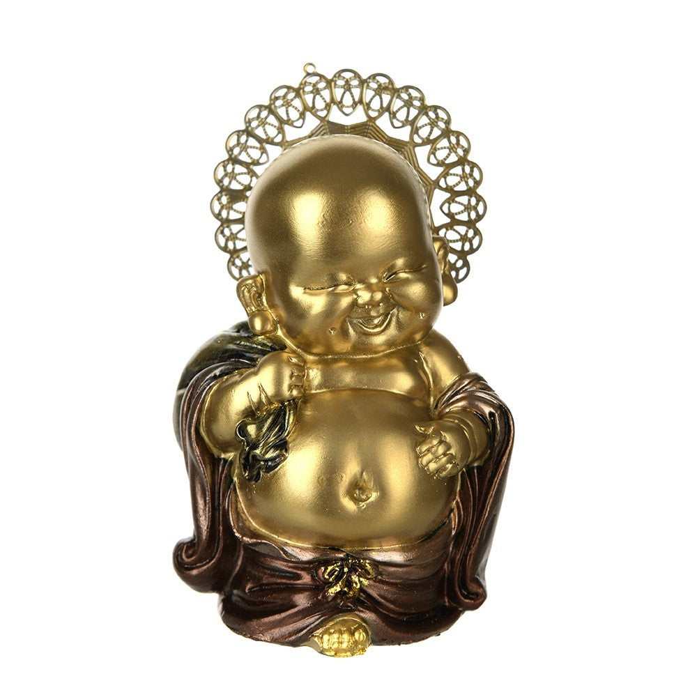 STATUE Buddha Gold with Halo 11.5x7.5cm