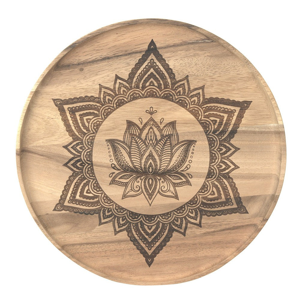 Mandala Acacia Wood Tray 33cm - Karma Living