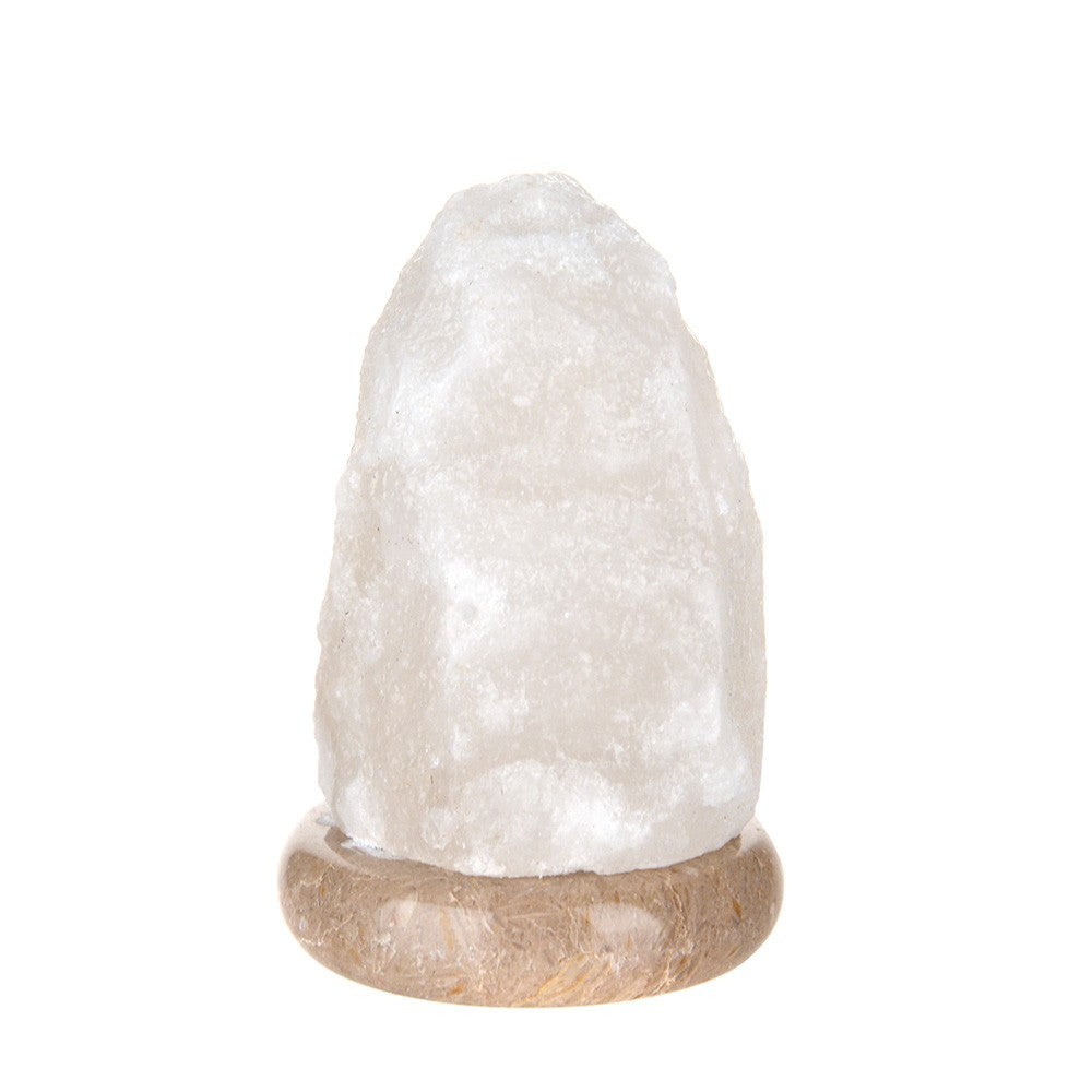 White Himalayan USB Salt Lamp Marble Base - Karma Living