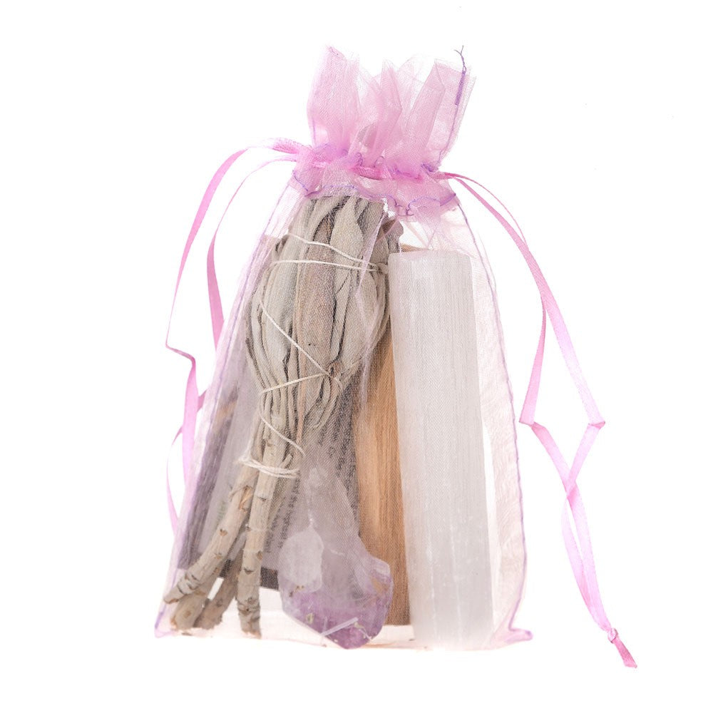 Cleansing Kit with Sage Wand, Palo Santo, Amethyst - Karma Living