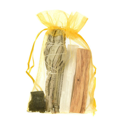 Cleansing Kit with Sage Wand, Palo Santo, Black Tourmaline - Karma Living