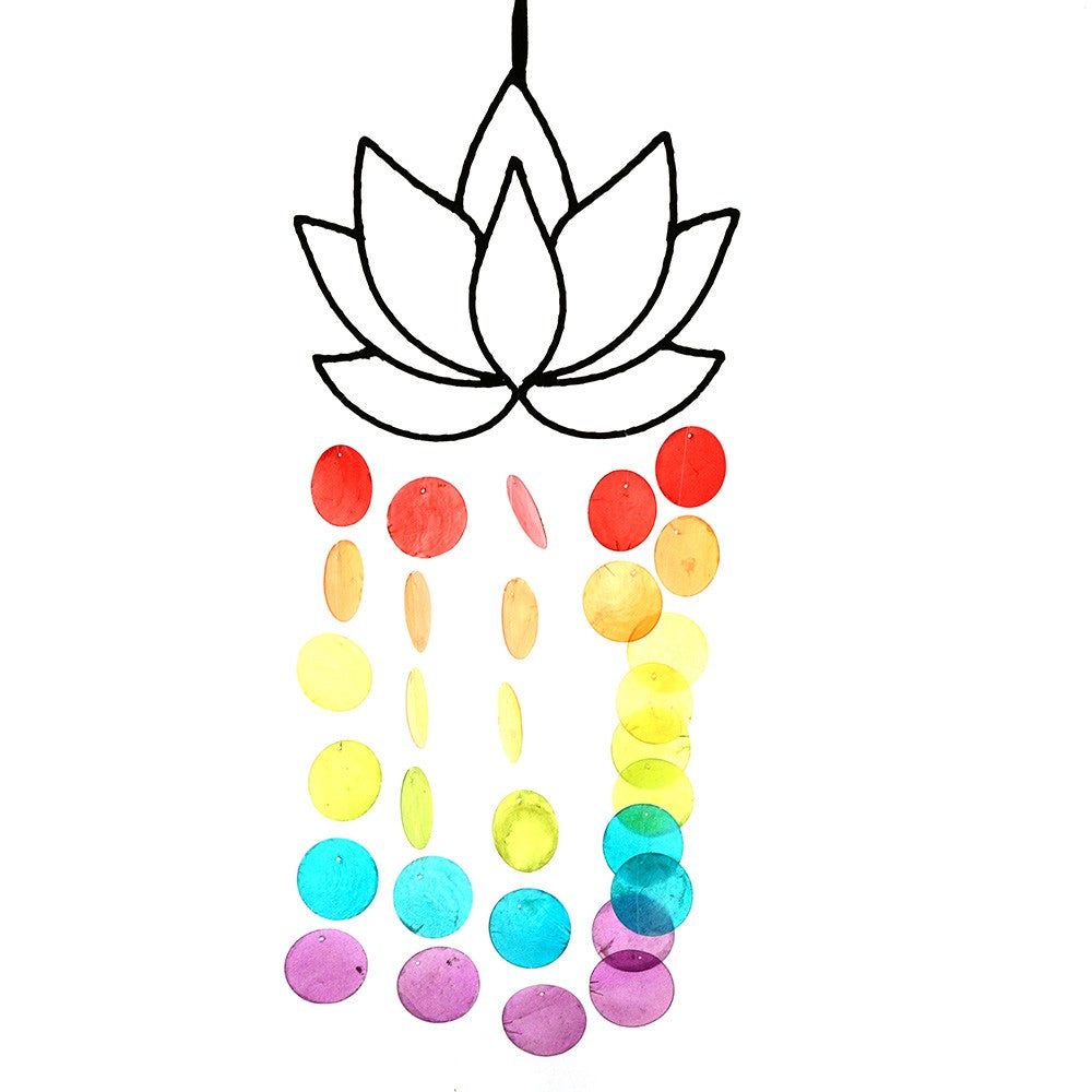 Chakra Capiz with Lotus Chime Hanging Multicolour - Karma Living