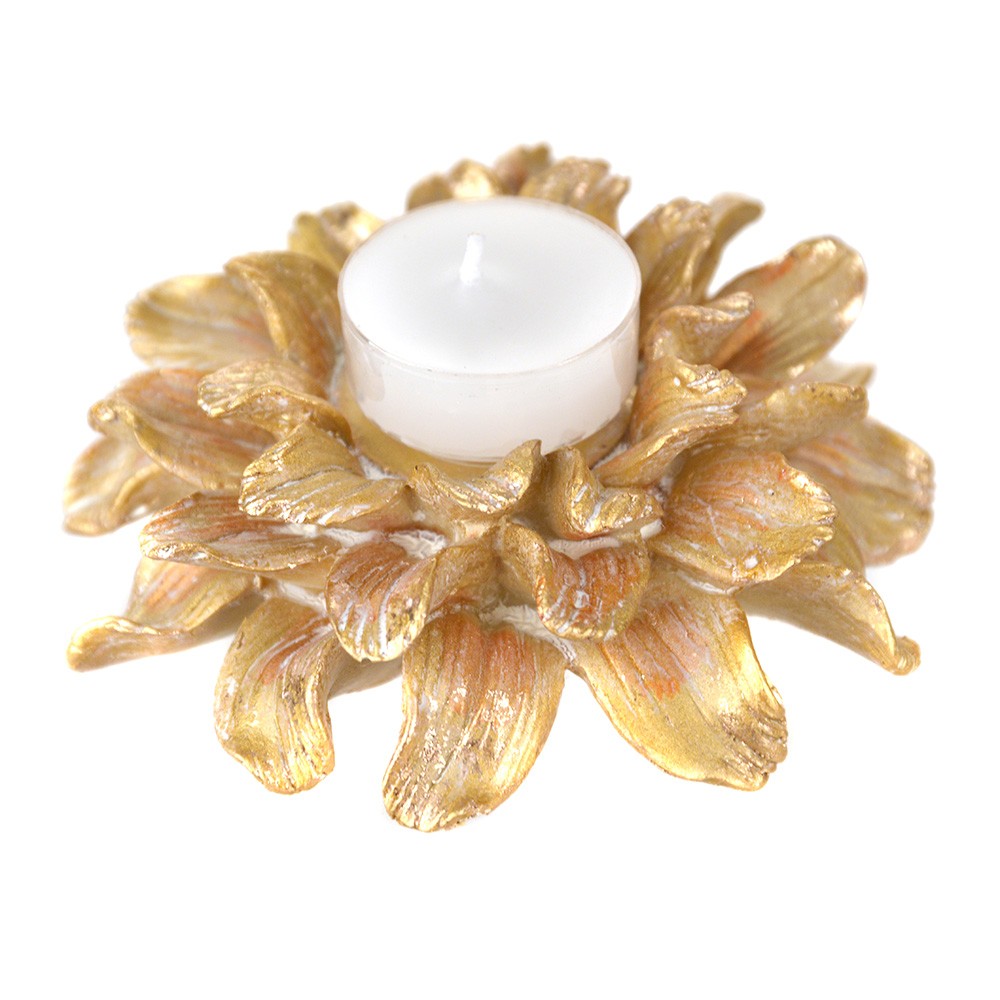 Flower Tealight Holder Gold - Karma Living