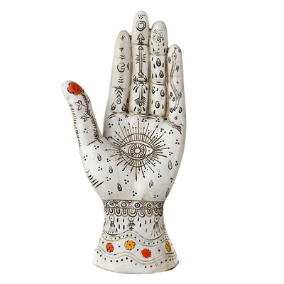 Hand Palmistry Statue White & Brown 26cm - Karma Living