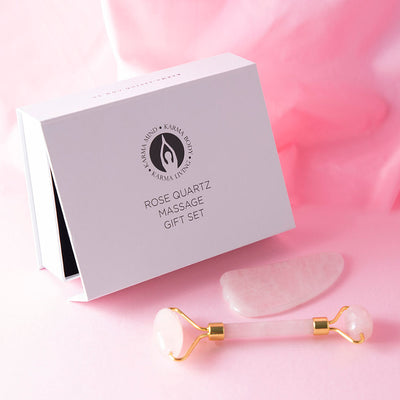 Rose Quartz Massage Roller & Gua Sha Tool Gift Set - Karma Living