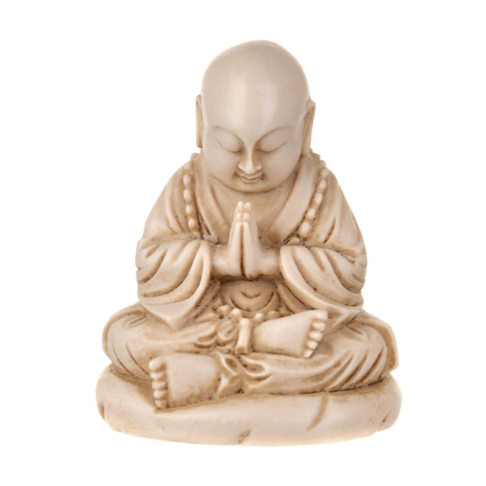Buddha Praying Statue Cream 11cm - Karma Living