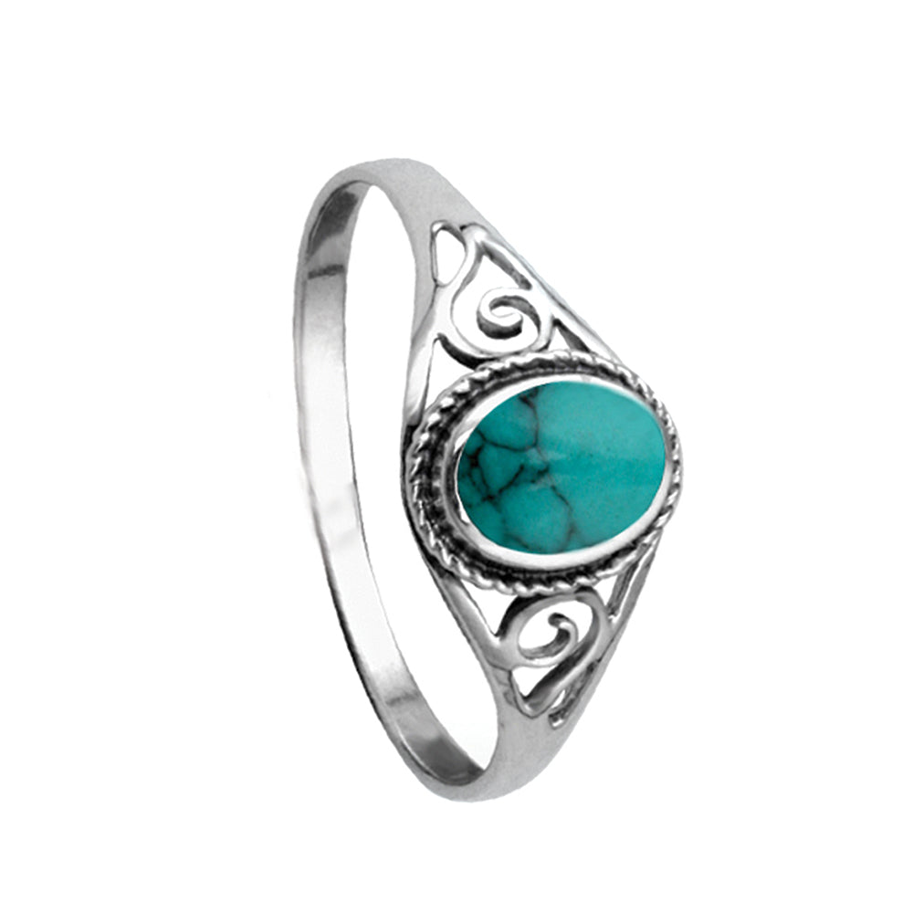 RING Bohemian Faux Turquoise Sterling Silver