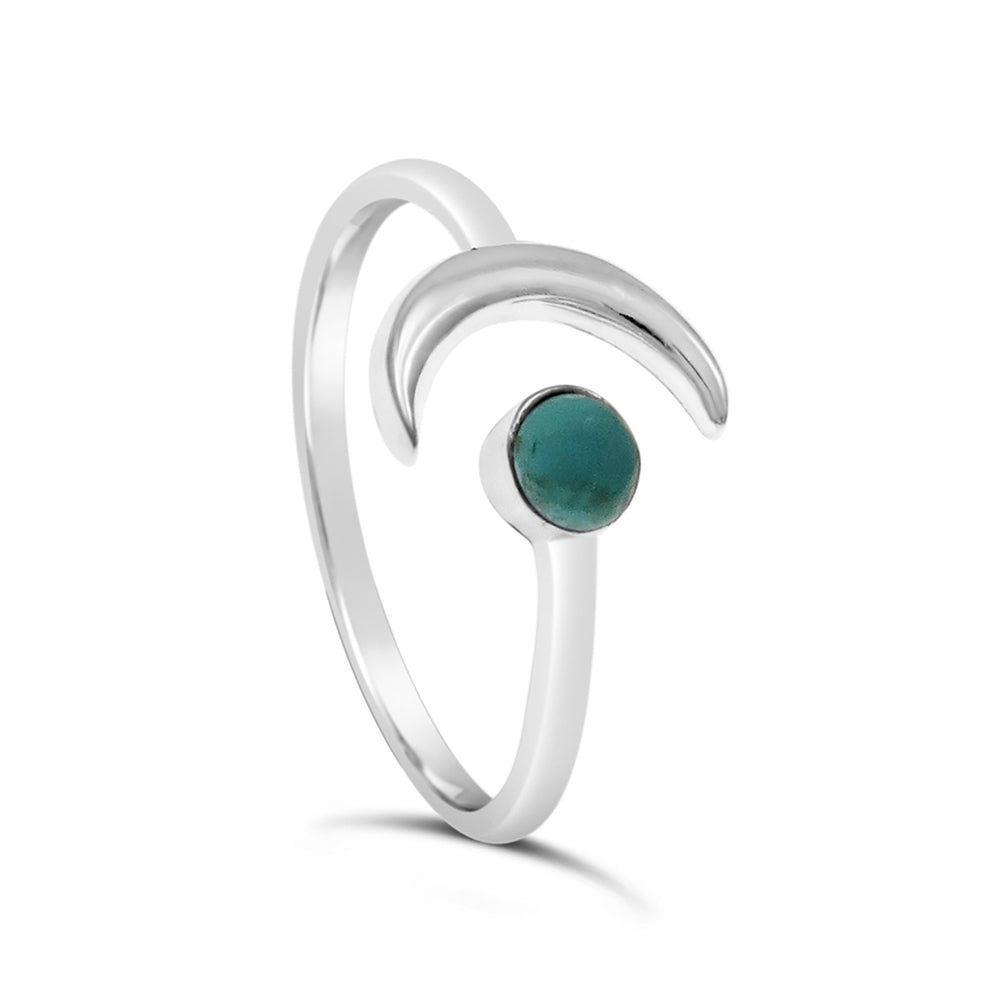 Faux Turquoise Crescent Moon Ring Silver - Karma Living
