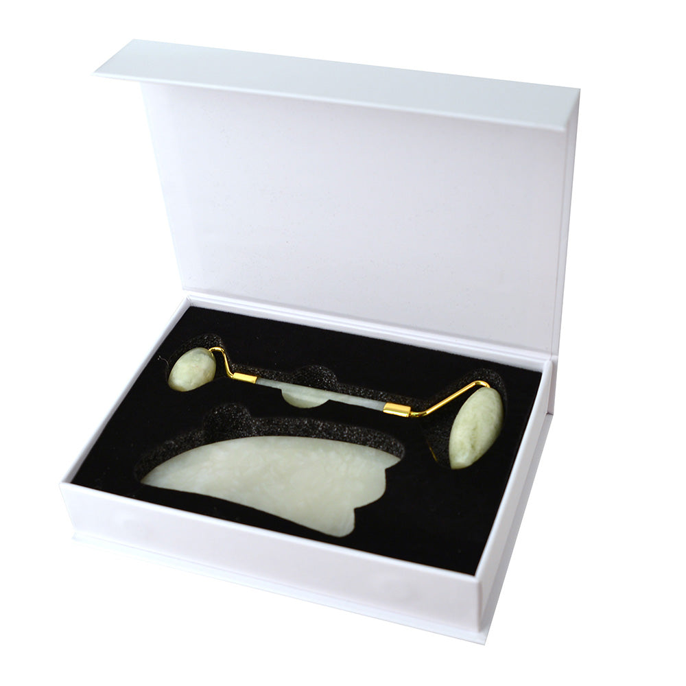 Jade Massage Roller & Gua Sha Tool Gift Set - Karma Living
