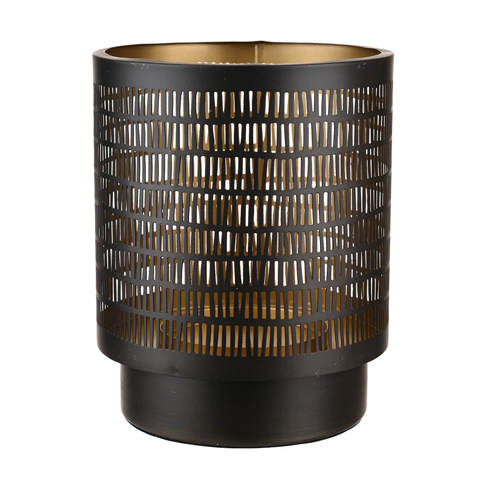 HURRICANE Round Metal with Stripes Zinc/Gold 22x17.5cm - Karma Living
