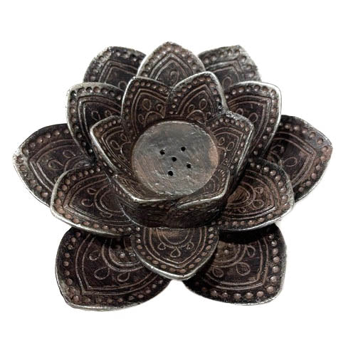 Lotus Candle and Incense Holder Antique Brown - Karma Living