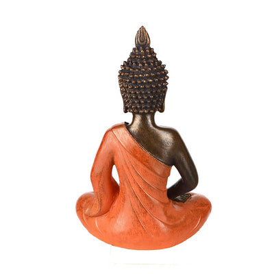 Buddha Sitting Statue Bronze & Orange 27cm - Karma Living