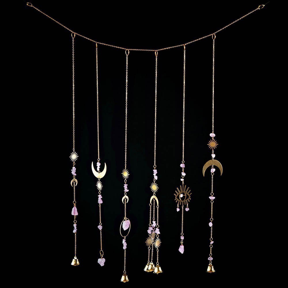 Amethyst Chain Wall Hanging with Bells Lunar - Karma Living