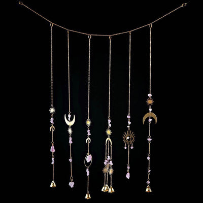 Amethyst Chain Wall Hanging with Bells Lunar - Karma Living