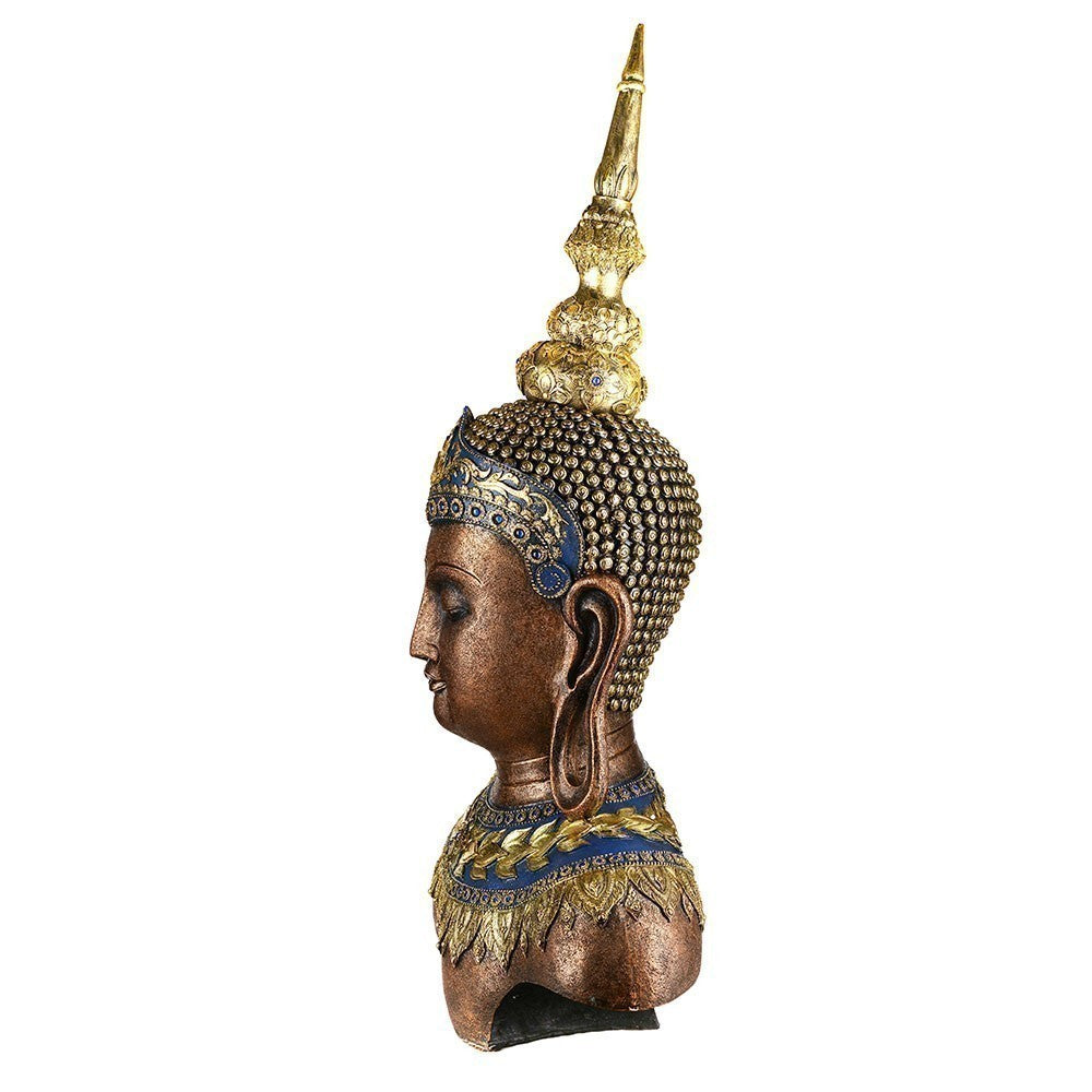 Buddha Head Statue Bronze & Blue 107cm - Karma Living