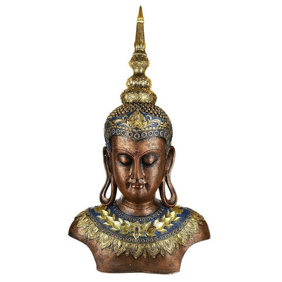 Buddha Head Statue Bronze & Blue 107cm - Karma Living