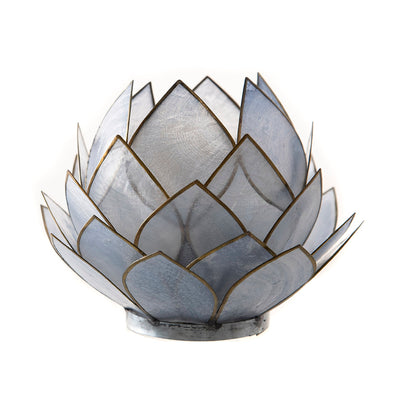 Capiz Lotus Tealight Holder Pale Blue - Karma Living