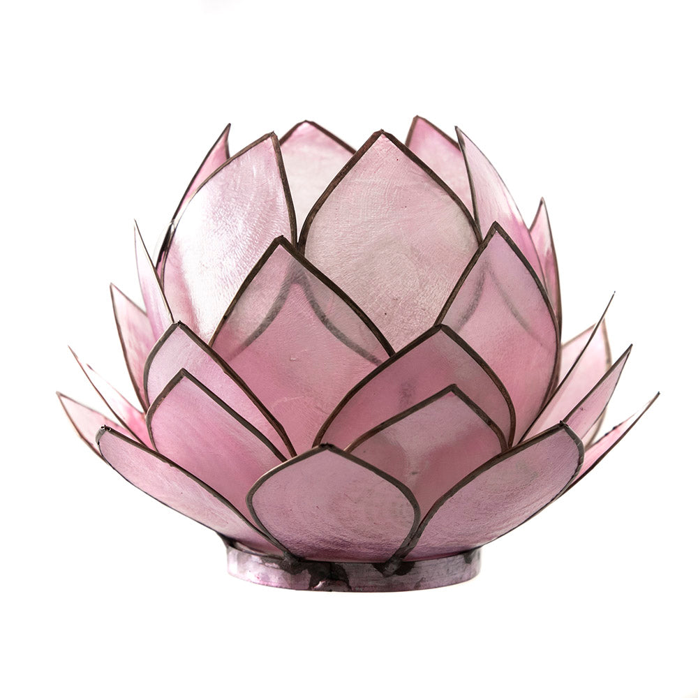 Capiz Lotus Tealight Holder Lilac - Karma Living