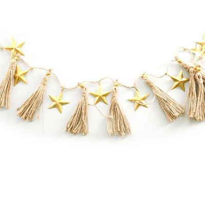 GARLAND Star Gold with Tassle 10x113cm - Karma Living