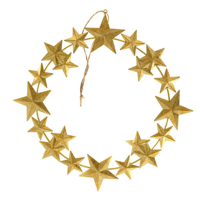 HANGING Wreath Star Gold 34cm - Karma Living