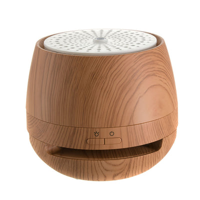 Rechargeable White & Wood Grain Diffuser With Bluetooth Speaker - Karma Living