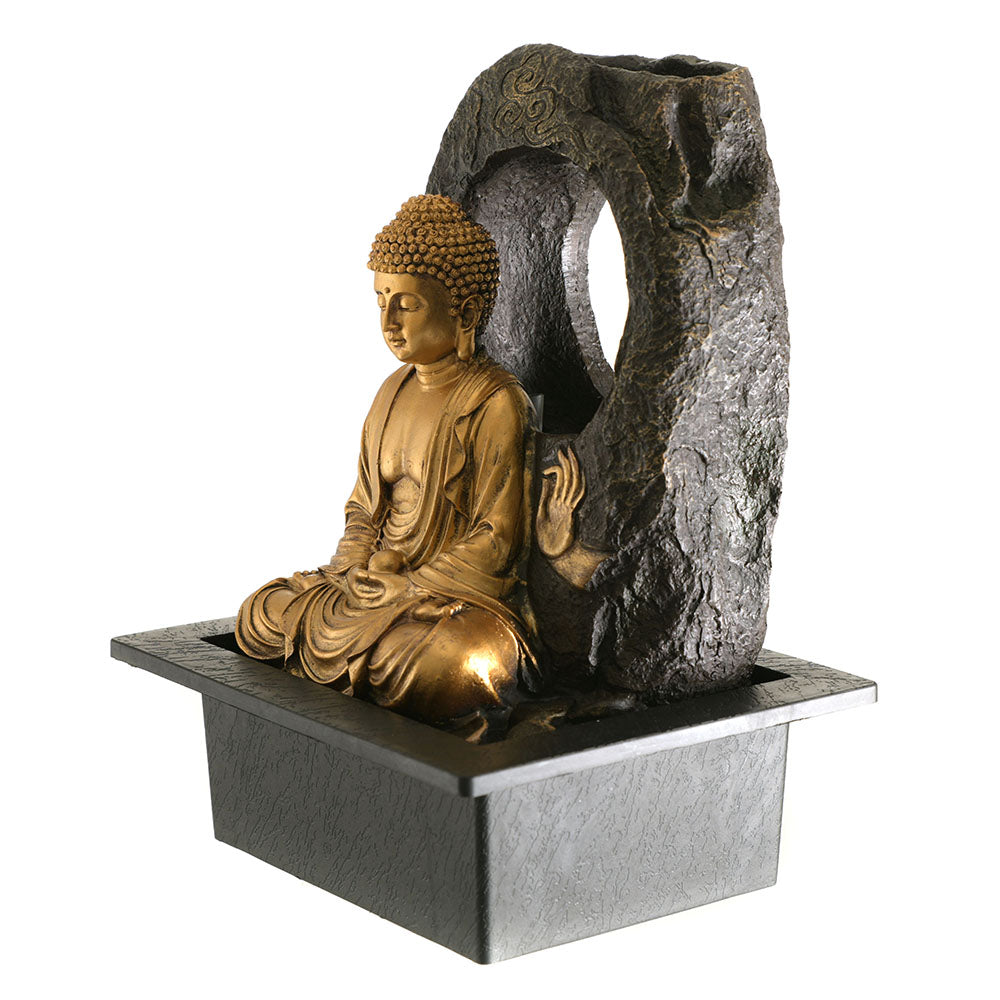 Buddha Statue Water Fountain Gold 31cm - Karma Living