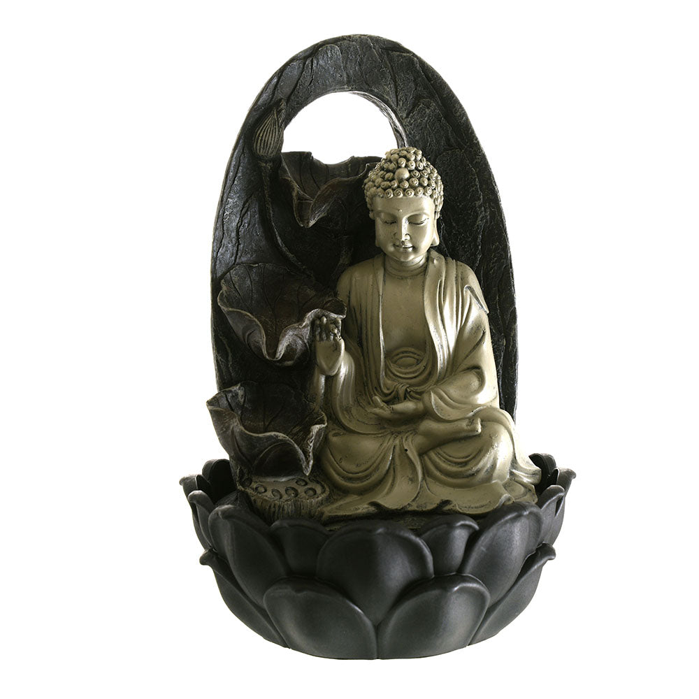 Buddha Statue Water Fountain Grey 40cm - Karma Living