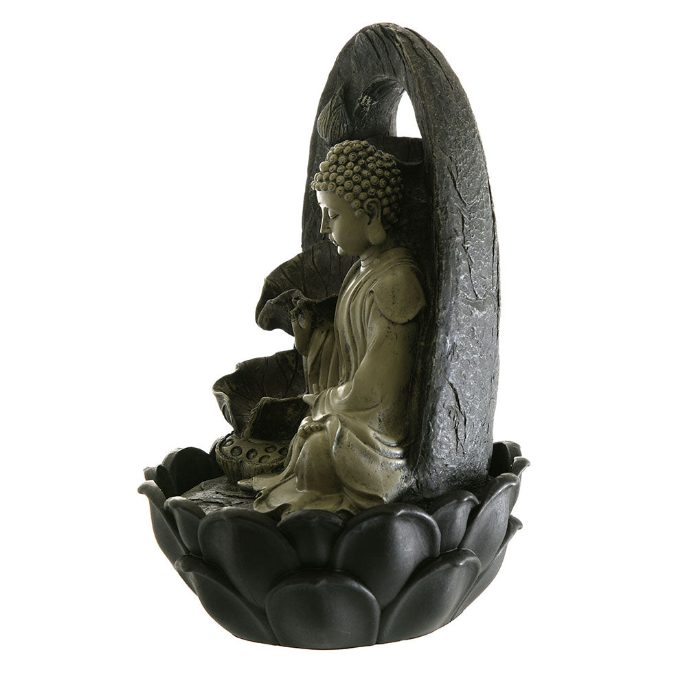 Buddha Statue Water Fountain Grey 40cm - Karma Living