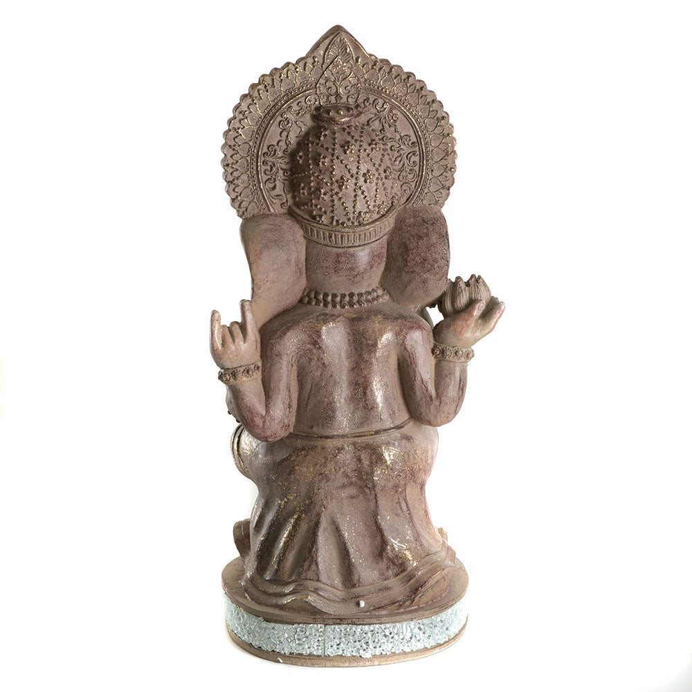 Ganesha Sitting Statue Natural & Bronze 51cm - Karma Living