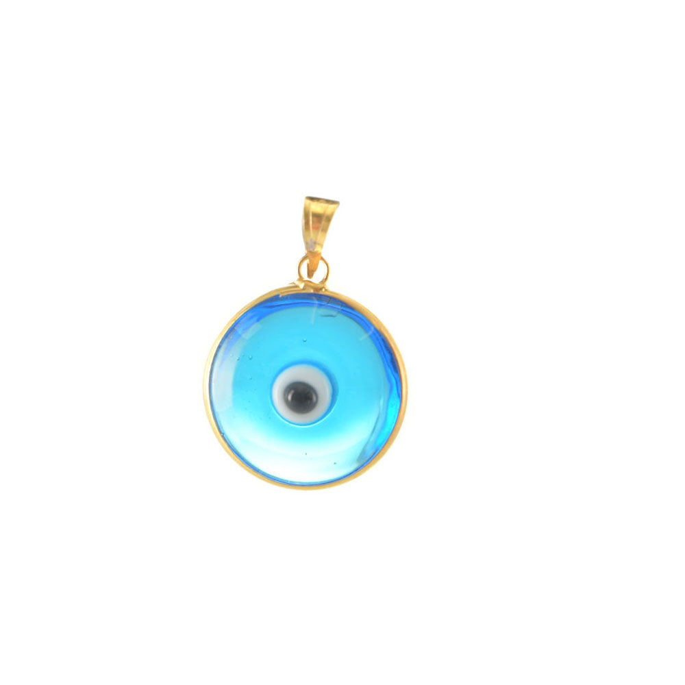 Evil Eye Gold Light Blue Pendant - Karma Living