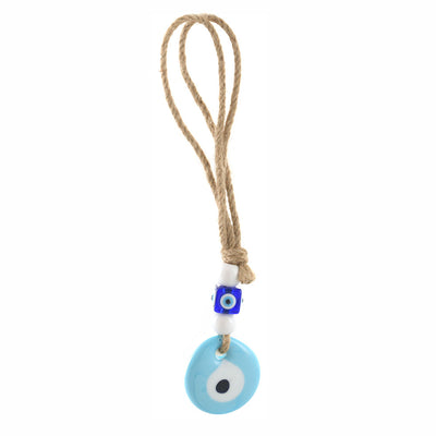 Evil Eye Wall Hanging Light Blue on Jute Rope 5cm - Karma Living