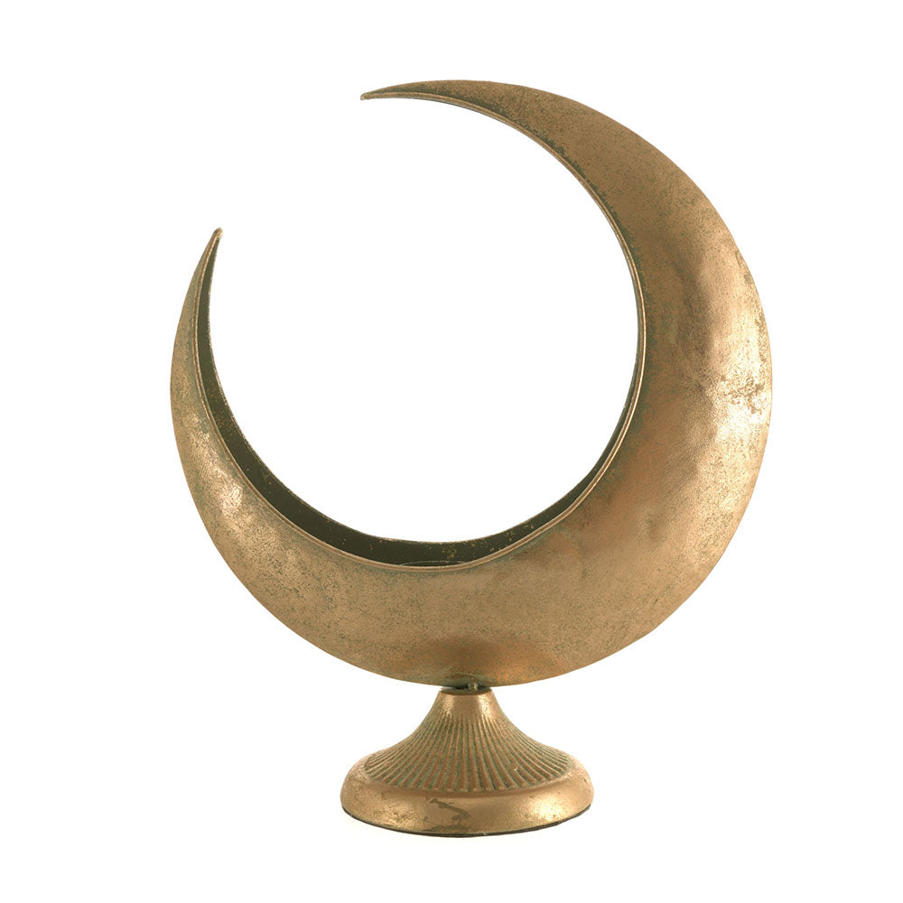 Metal Candle Holder Crescent Moon Gold 36cm
