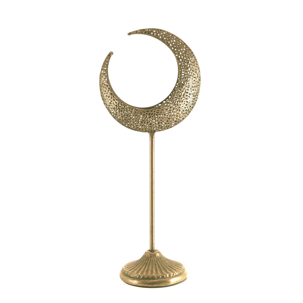 Metal Candle Holder Crescent Moon Gold 43cm