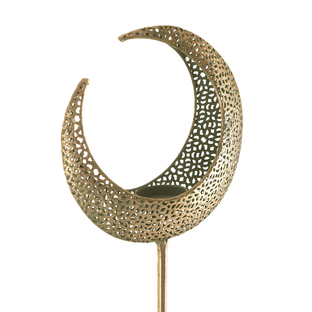 Metal Candle Holder Crescent Moon Gold 43cm
