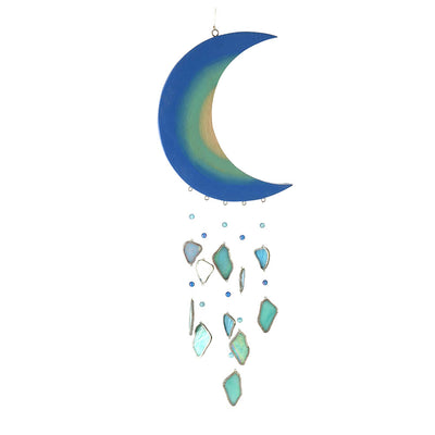 Moon with Glass Wall Hanging Blue 70x20cm