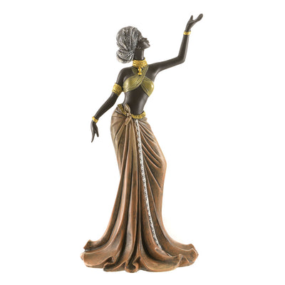African Lady Statue Standing Orange 39.5cm