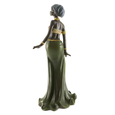 African Lady Statue Standing Green 39.5cm