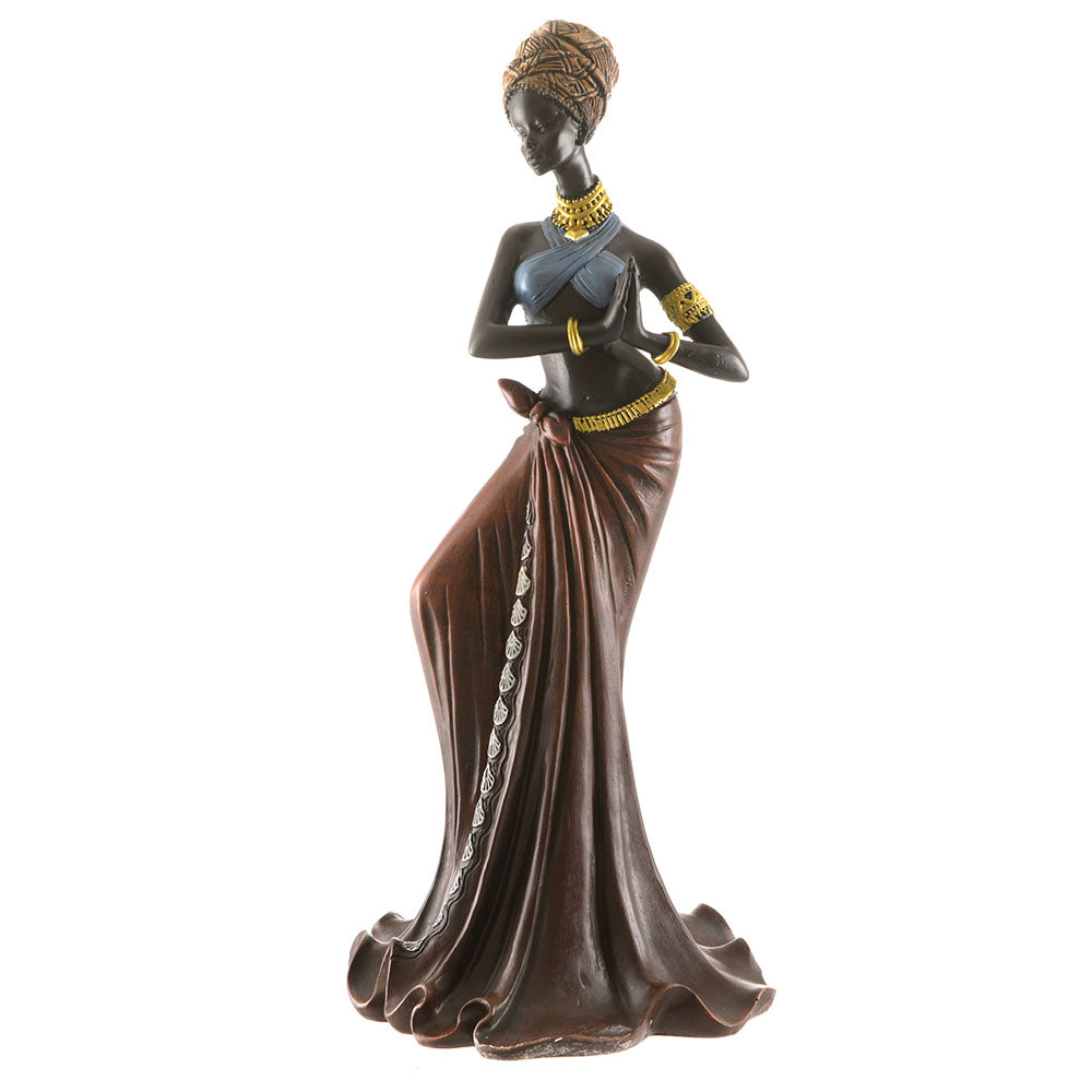 African Lady Statue Standing Red 38.5cm