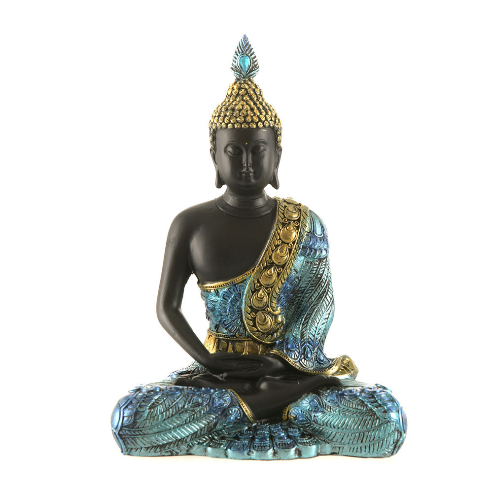 Buddha Statue Sitting Peacock Pattern 21cm