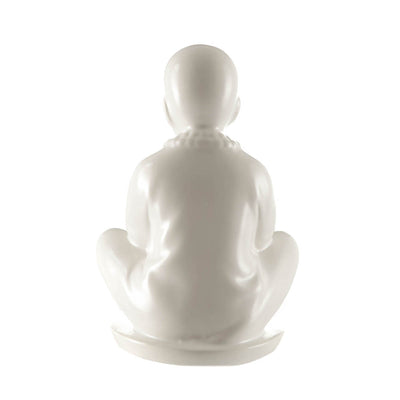 STATUE Buddha Sitting Hands Prayer White 17x11cm