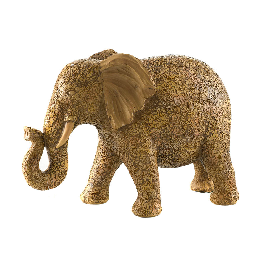 Elephant Statue Paisley Natural & Brown 24.5x34cm