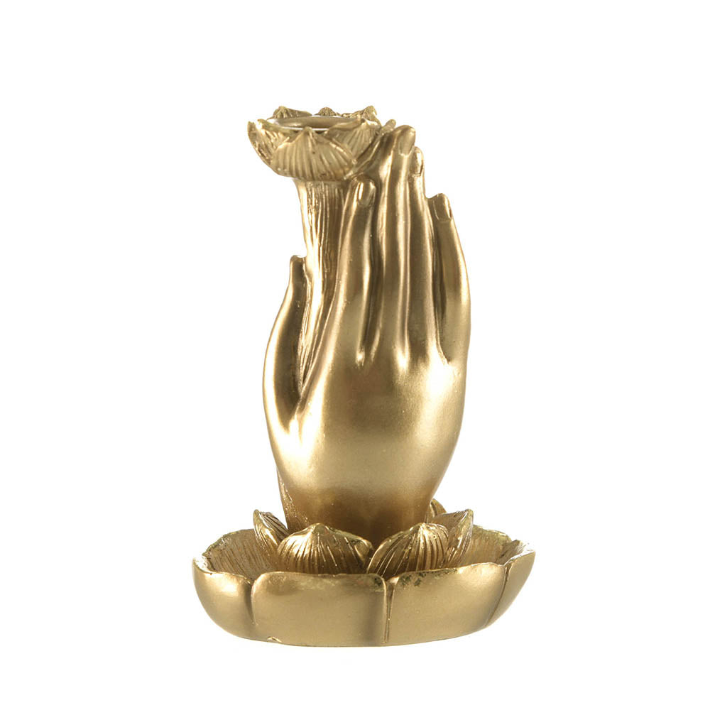 Monk Backflow Incense Burner Gold 12x8cm