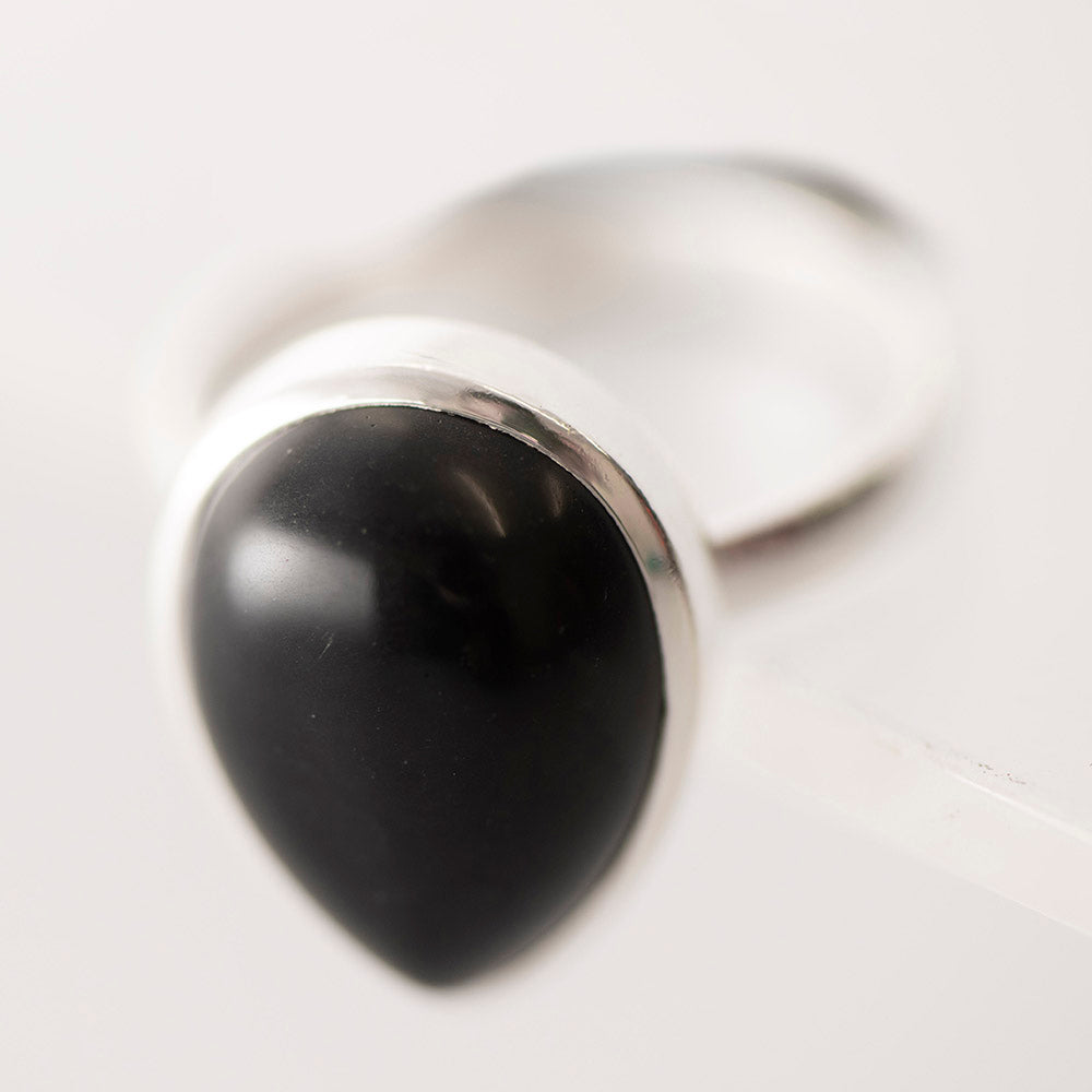 Black Onyx Teardrop Ring - Karma Living